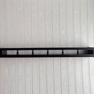 Vintage Dark Wood Spindle Wall Shelf Floating Plate Rack Display Ledge Black